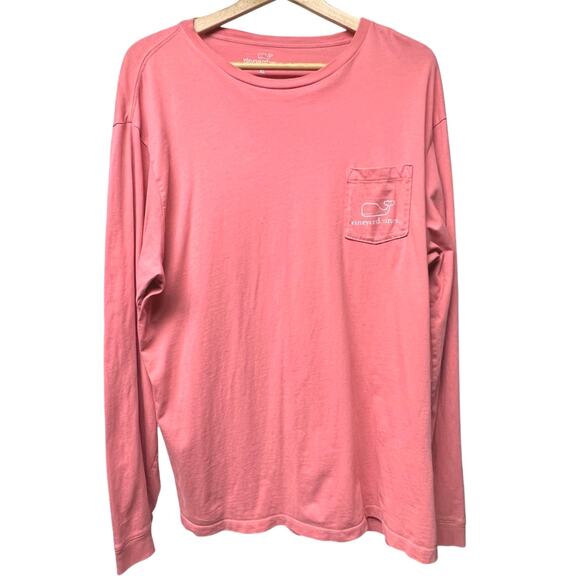 Vineyard Vines Men’s Pink Long Sleeve Whale Pocket Tee Shirt Cotton Size XL - Picture 1 of 6